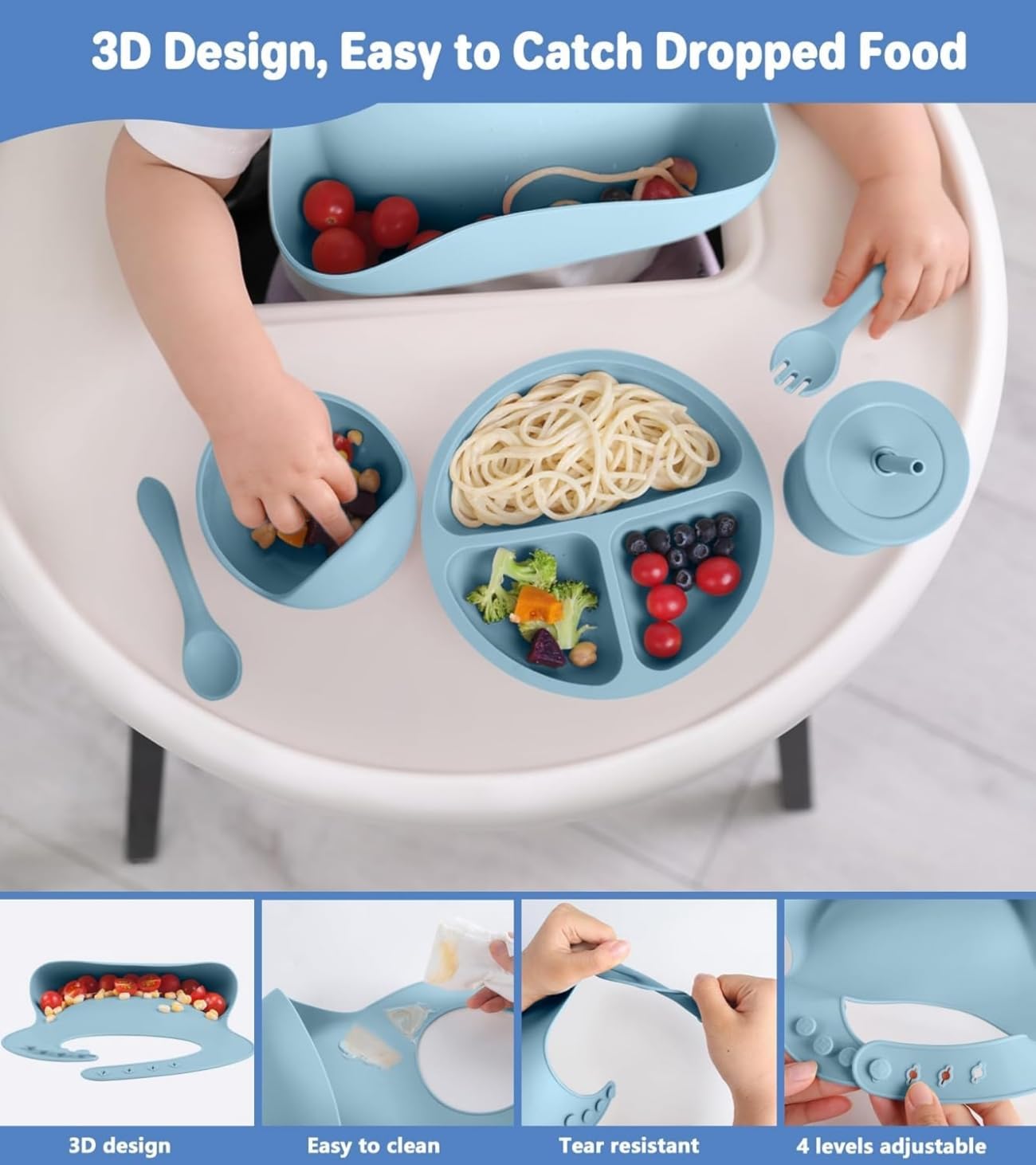 8pcs Silicone Toddler Feeding Set